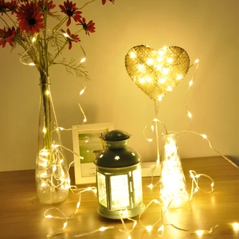 

led Fairy Light Christmas Decorations for Home Room Tree 2M 5M 10M LED String lights Silver Wire Christmas Garlands Festoon