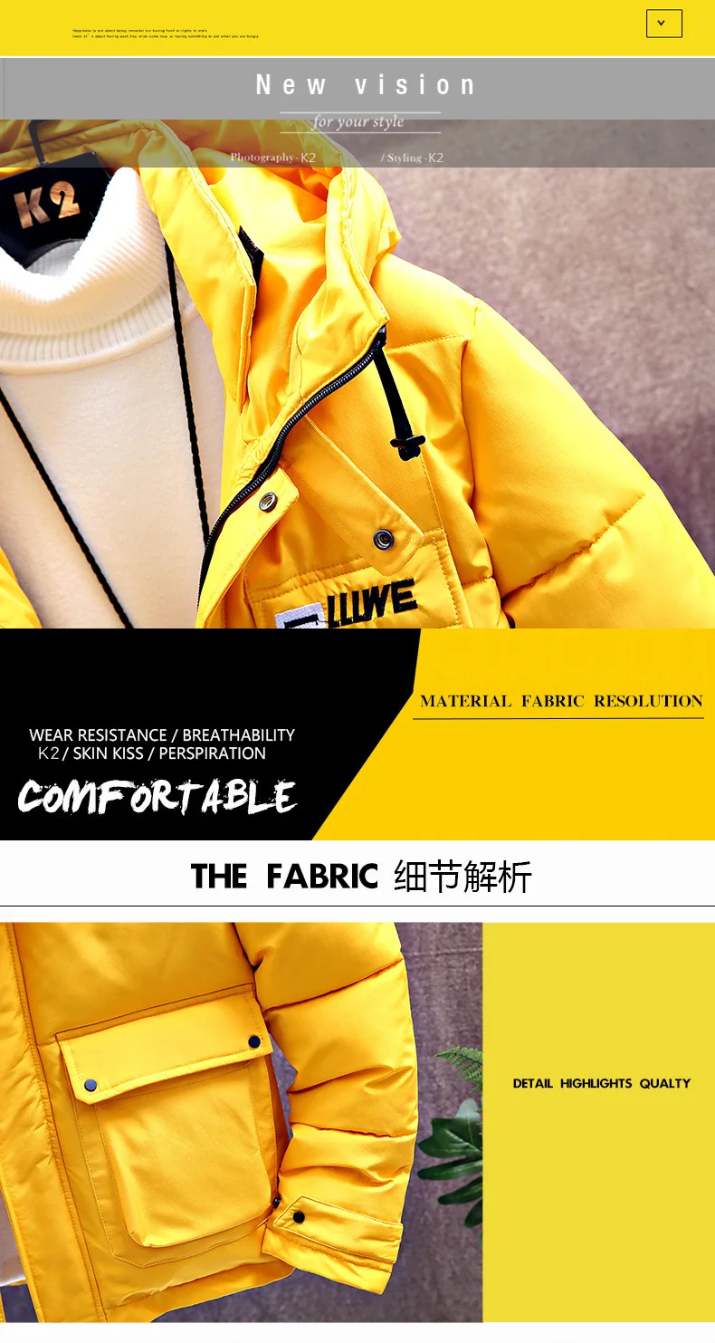 Winter MEN'S Wear Long Sleeve Hooded Embroidery Workwear Thick Cotton yi inflooring Teenager Slim Fit Men Warm Cotton Coat