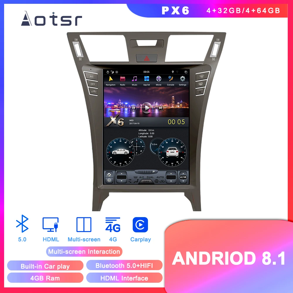 Best Android 8 Tesla Styel Car DVD Player GPS Navigation For Lexus LS460 LS600 2007-2015 Vertical screen Auto Radio Stereo Head Unit 0