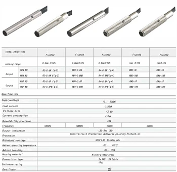 

YISTER RM4-0.8P 0.8mm Macro Distance Inductive Proximity Switch sensor DC 10-30v three wire PNP normally open