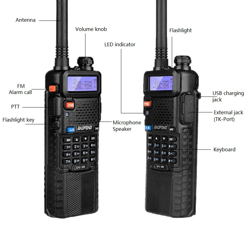 Рация 8 Вт Baofeng UV 5R VHF UHF двухсторонняя любительская радиостанция для охоты