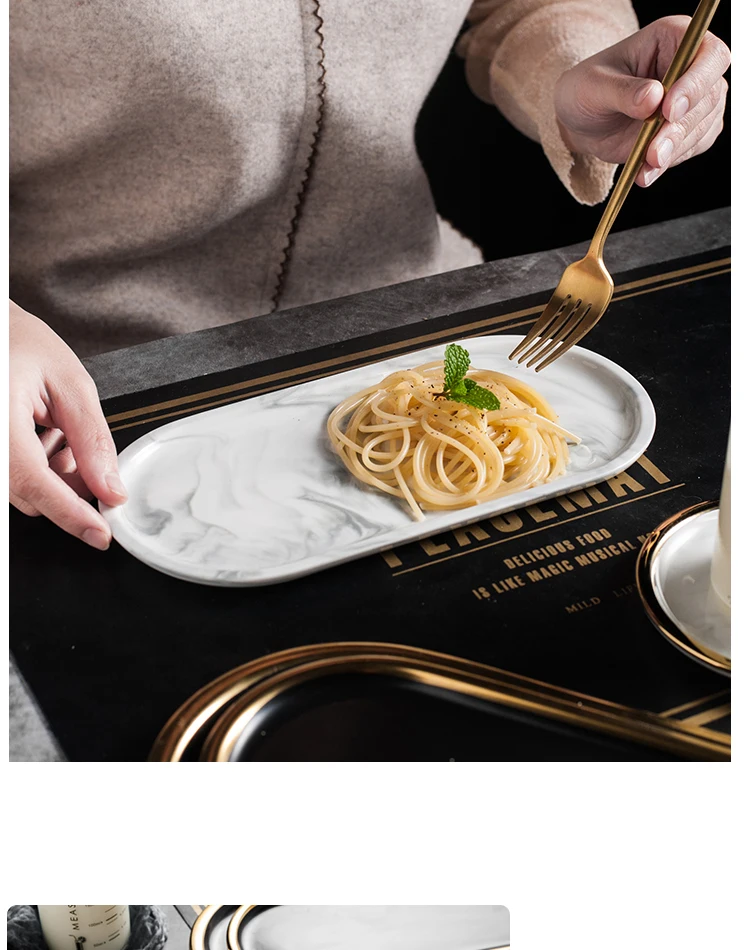 Нордическая мраморная керамическая овальная тарелка Западная десертная тарелка лоток для хранения ювелирных изделий Аксессуары для посуды