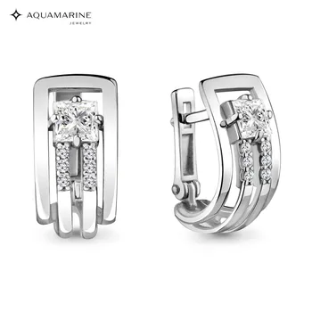 

AQUAMARINE earrings with cubic zirconia, silver 925