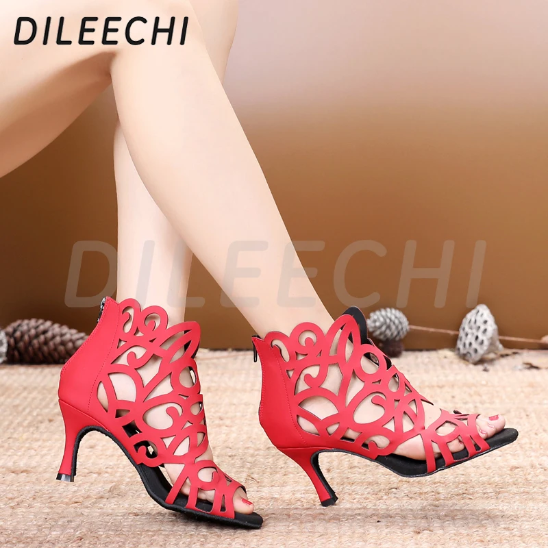 DILEECHI/туфли для латинских танцев; женские туфли для вальса; Обувь для бальных танцев; zapatos de baile latino mujer; красная обувь на каблуке 75 мм