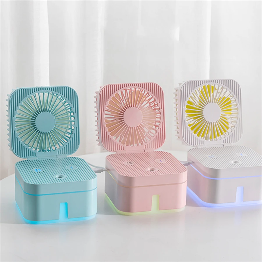 

Portable Mini Cooling Fan Usb Air Conditioner Cooler Water Mist Spray Fan Humidifier LED Air Diffuser for Home Office Supplies