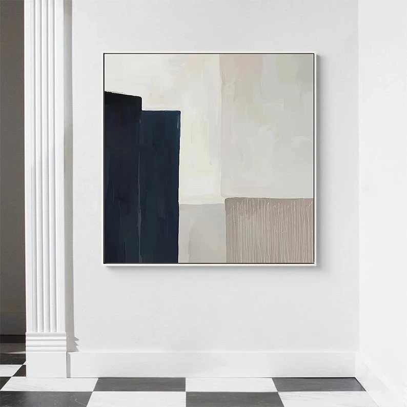

Большая абстрактная картина ручной работы, простая картина маслом, холст, настенные картины, геометрические картины, картина для гостиной, домашний квадратный Декор