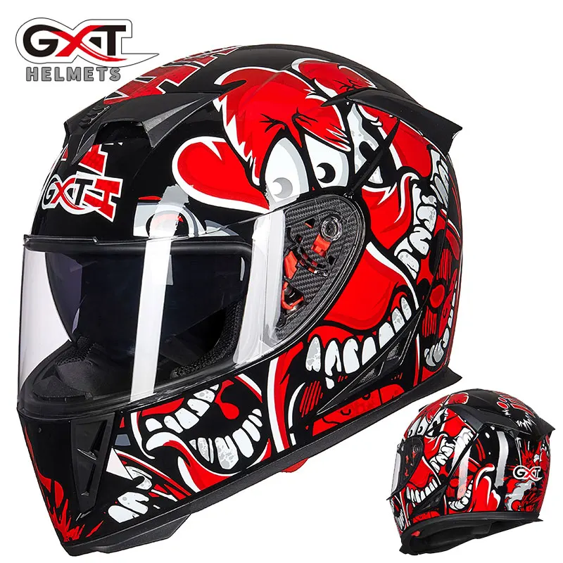 Настоящий GXT анфас шлемы зимние теплые двойной козырек мотоциклетный шлем Каско Мотоцикл capacete - Цвет: 15