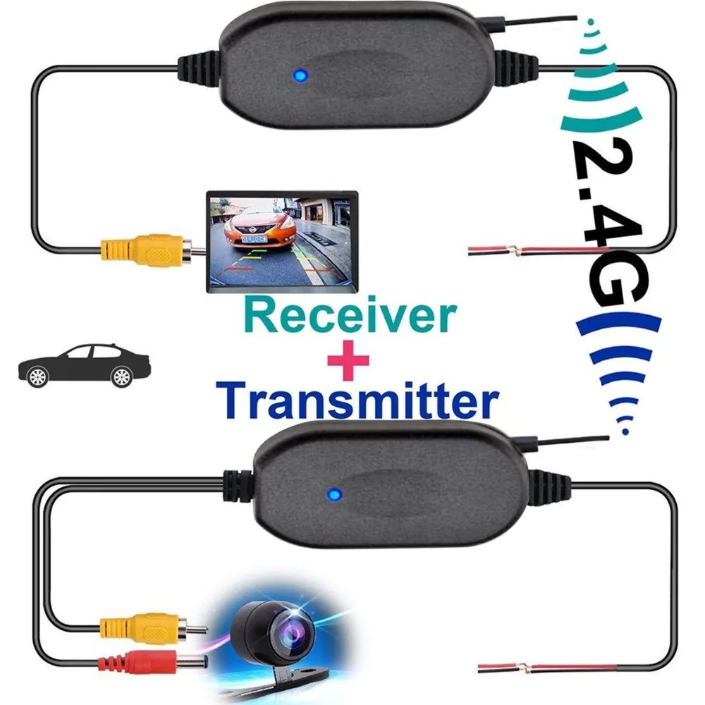 2.4G Wireless Transmitters Receiver PAL NTSC Wireless Video Transmitter And Receivers Kit For 12V Car Rear View Camera 2.4G Wireless Transmitters Receiver PAL NTSC Wireless Video Transmitter And Receivers Kit For 12V Car Rear View Camera