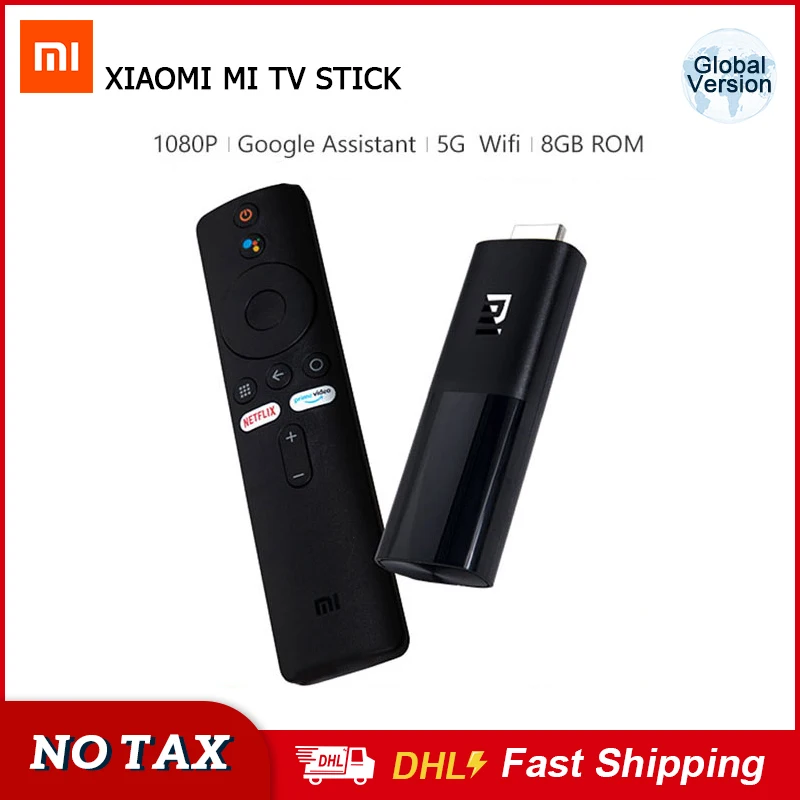 Original Global Xiaomi Mi TV Stick Android TV 9.0 Quad-core Dolby DTS HD Dual Decoding 1GB RAM 8GB ROM Google Assistant Netflix