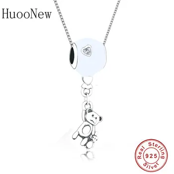 

925 Sterling Silver Enamel Bear Piglet With Hands Crossed Collar Pendants Necklace Neckless Women Jewelry Choker Collier Trinket