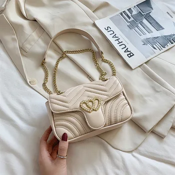 

Hot Women's Bag 2020 Popular New Fashion Women's Chain Shoulder/Crossbody Bag Net Red Embroidery Thread Square Sling Bag