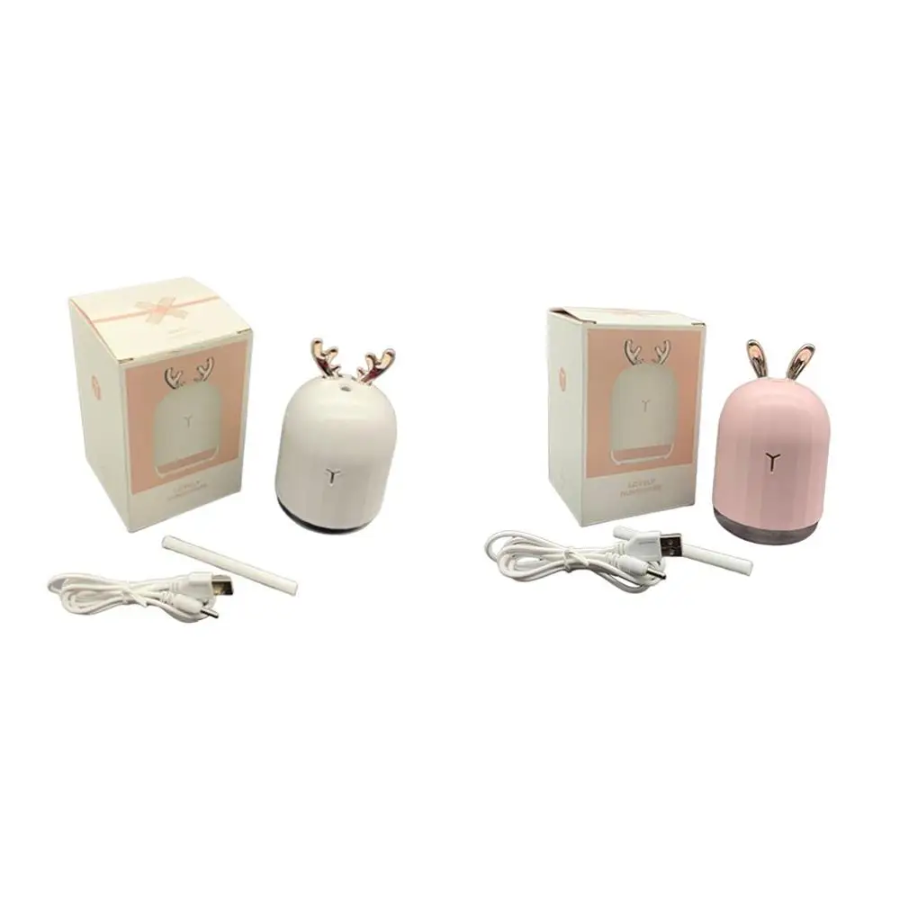 Desktop Colorful Night Light Xiaomeng Mini Humidifier Powder Rabbit Creative Usb Humidifier Elk Rabbit Desktop Night Light