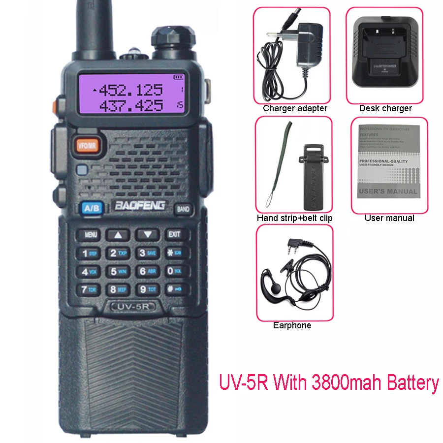 BaoFeng walkie talkie UV-5R two way cb radio upgrade version baofeng uv5r 128CH 5W VHF UHF 136-174Mhz & 400-520Mhz wireless walkie talkie Walkie Talkie