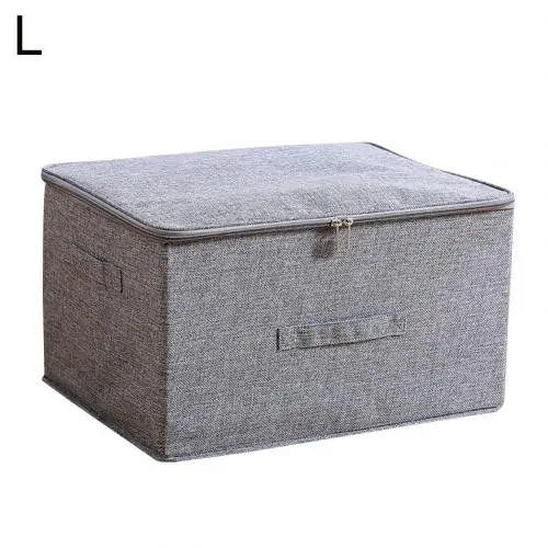 Складной ящик для хранения на молнии с крышкой для одежды Нижнее белье шкаф корзина держатель Органайзер - Цвет: Grey L