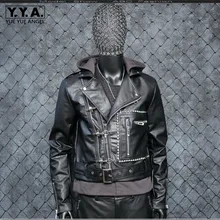 Куртки из искусственной кожи в стиле панк; мужская куртка из искусственной кожи; Толстая теплая ветрозащитная куртка; однотонная байкерская куртка с капюшоном; Jaqueta; верхняя одежда