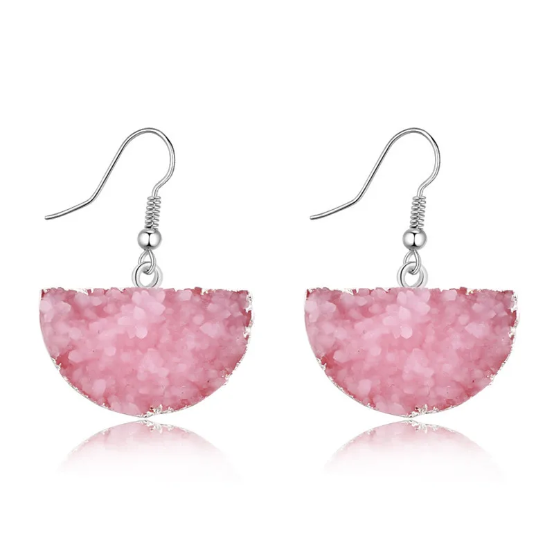 9BELLAHYDIARY Bijoux Geometric Semicircle Druzy Resin Drop Earrings For Women Jewellery Pendientes Earings 2019 Wedding Earing (3)