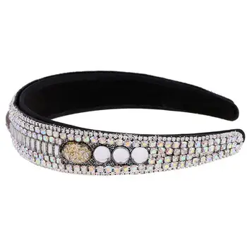 

1 Pc Shiny Rhinestone Hair Clasp Headband Hair Hoop Wide Edge Head Hoop Headdress Delicate Hair Accessories For Party Daily