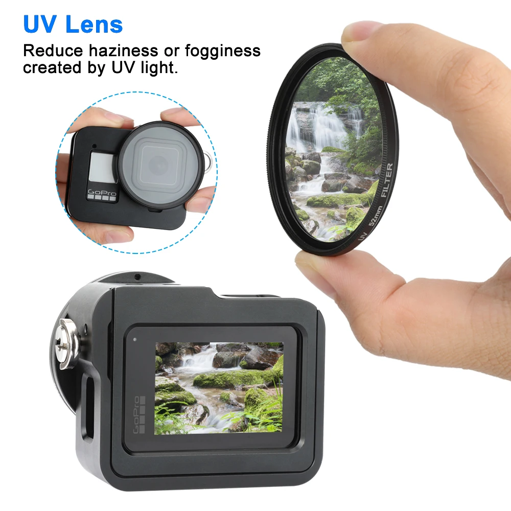 Ceny Obudowa ochronna ze stopu aluminium dla GoPro Hero 8 czarna metalowa rama klatka + filtr soczewkowy uv dla Go Pro 8 akcesoria do aparatu