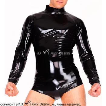 

Black Sexy Latex Body Suit High Cut Leg With Back Zipper Catsuit Rubber Cat Suit Bodysuit Swimsuit LTY-0091