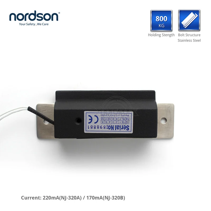 Nordson Original DC12V Stainless Steel Narrow Frame Fail Secure ANSI standard Heavy Duty Electric Strike Lock With Signal Output