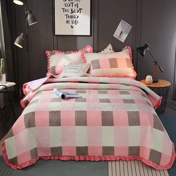 

High Quality Soft Flannel Velvet Fleece Quilted Ruffles Lattice Bedspread Bed Cover Set Bed sheet Pillowcases Bedding Set 3PCS