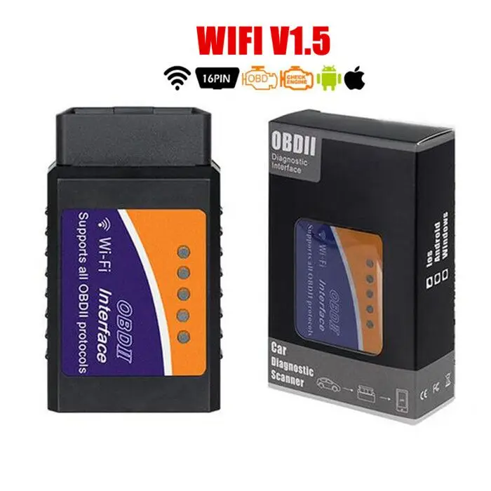 ELM327 Wifi Bluetooth аппаратное оборудование V1.5 Интерфейс ELM 327 OBD2 OBD 2 автоматический диагностический инструмент работает на IOS/Android/PC крутящий момент - Цвет: wifi v1.5