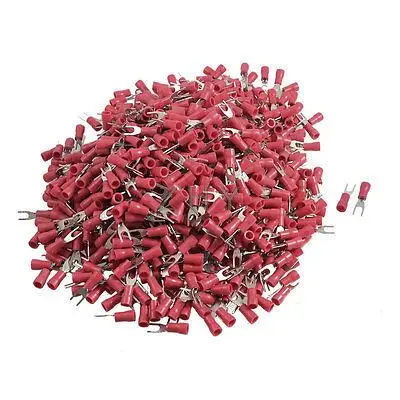 

1000 Pcs SV1.25-3.7S AWG 22-16 Red Pre Insulated Fork Terminals Connector