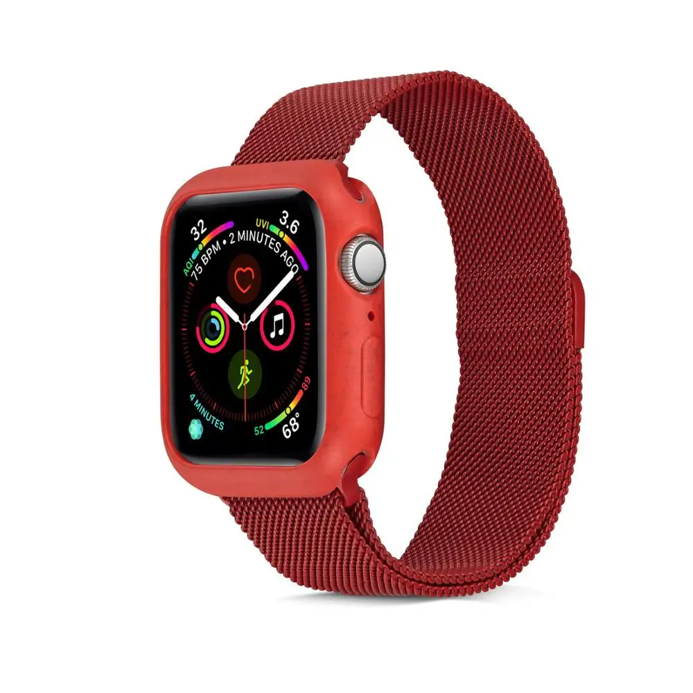Ремешок для часов, Миланская петля, ремешок из нержавеющей стали для Apple Watch, версии 5 4 1/2/3, 42 мм, 38 мм, ремешок для наручных часов iwatch серии 40 мм 44 мгновенной проявки Macaroon чехол бесплатно - Цвет ремешка: case with band 4