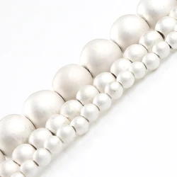 Rhodium Rose Gold Plated Hematite Beads - Premium Natural Stones for DIY Bracelet and Jewelry Making (Matte silver)