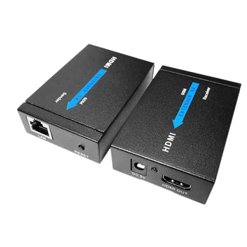 

60M HDMI Extender 1080P HDMI Transmitter Receiver over CAT5E/6 RJ45 Ethernet Converter o and Video Synchro (US Plug)