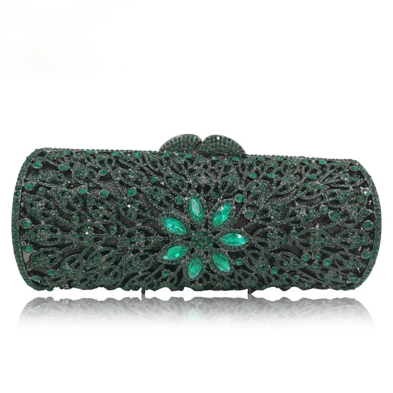 Luxury Jewelly Purse Opal Flower Shape Women Gold Crystal Clutch Hard Metal Diamond Wallet Bridal Wedding Evening Bags