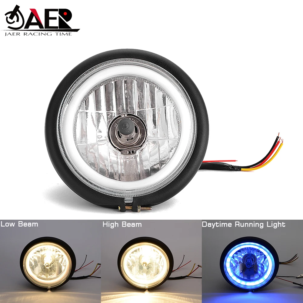 

JAER 6.5 inch LED Motorcycle Headlight Hi&Lo HeadLamp Bulb DRL With Angel Ring for Harley Sportster Cafe Racer Bobber Iron 883
