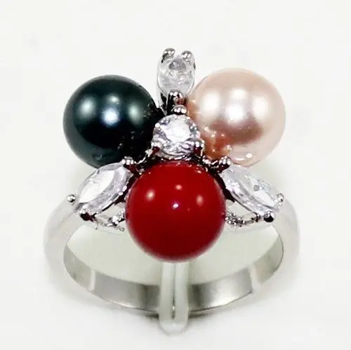 +++ shipping&gt &gt&gt&gtNew 8mm multicolour South Shell Pearl Crystal Ring Size 7/8/9#56 5.25 | Украшения и аксессуары