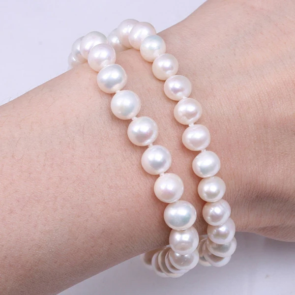 

8mm Quality Shell Pearl Bracelet Elastic or Chain Customizable Women's Bracelets of Various Sizes