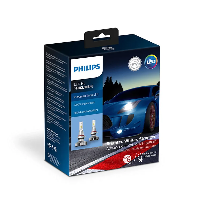 PHILIPS X-tremeUltinon LED gen2 HL-H7 H4 H1 H11 HIR2, LED FOG H8/H11/H16 стильный белый цвет 5800К, На 200-250% более яркий свет