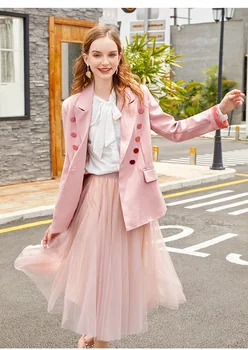 

Winter Woman blazers 2019 Elegant Jackets Chic Female Casual Pockets Suits Cotton Long Coat Elegant Fashion Blazer for Women 095