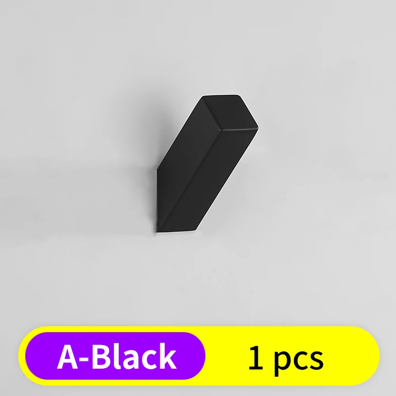 A-Black-1 pcs Крючок для халата из черной нержавеющей стали, крючки для ванной, сумка для полотенец, крючки для одежды, настенные декоративные аксессуары для ванной комнаты - Цвет: A-Black-1 pcs