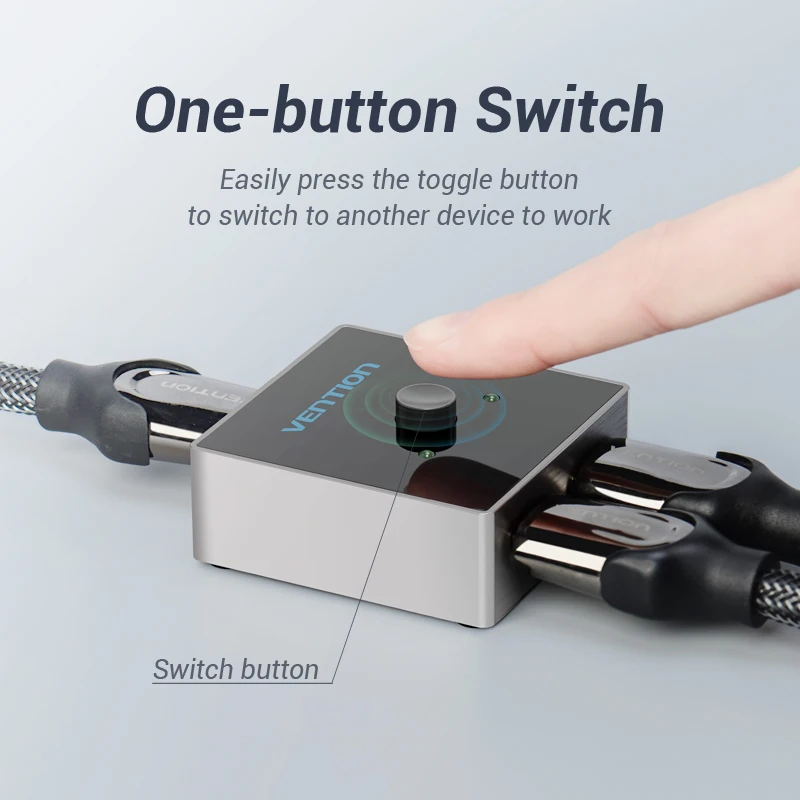 Сплиттер HDMI Vention Переключатель 4K с двойным направлением 1x2/2x1 адаптер 2 в 1 для PS4/3 TV