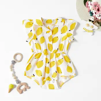 

PatPat 2020 New Summer Baby Girl Cute Lemon Allover Short-sleeve Romper One Pieces