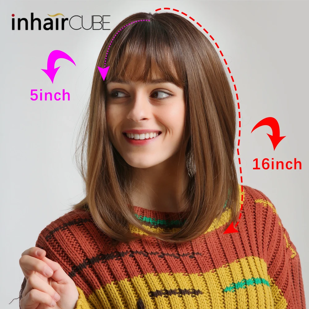 Inhaircube длинные прямые Омбре коричневые Косплей темные корни INS синтетические