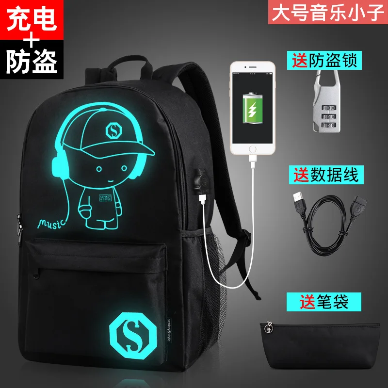 L USB Anti-theft-1 Школьная сумка с изображением обезьяны D Luffy для подростков, Светящийся рюкзак для девочек, USB зарядное устройство, Мультяшные дорожные повседневные сумки на плечо для ноутбука - Цвет: L USB Anti-theft-1