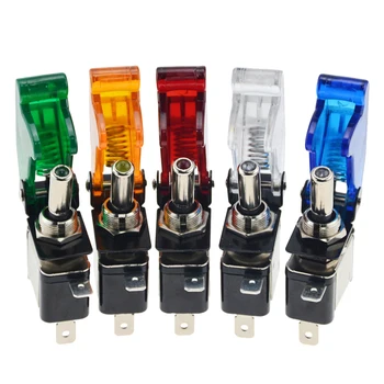 

1PCS Transparent lid 12V 20A Auto Car Truck Illuminated Led Toggle Switch With Safety Aircraft Flip Up Cover Guard