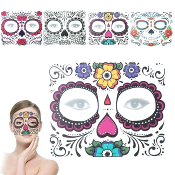 

Face Temporary Tattoo Stickers Halloween Party dress up Day of The Dead Skull Pop Facial Waterproof makeup Special Face tattoos
