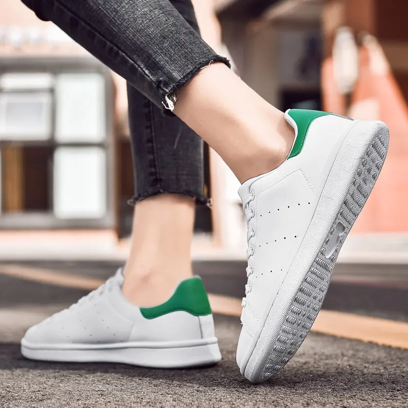 

Off White Sneakers Women and Men Soft Leather Shoes Ladies Flats Sneakers deportivas mujer Breathable Hollow Work Running Shoes