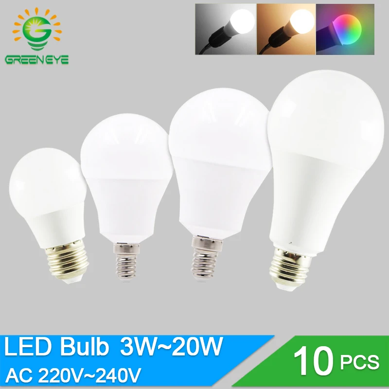 Приглушаемые Светодиодные лампы E27 E14 220 В 240 в RGB 24/20/18/15/12/9 Вт|Светодиодные и