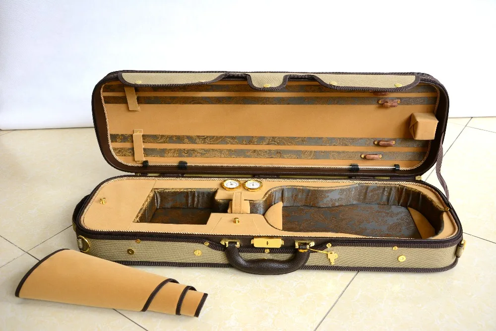 Luxury&Royal Wooden Violin Case 3.2kg khaki&Brown Color Free Shipping