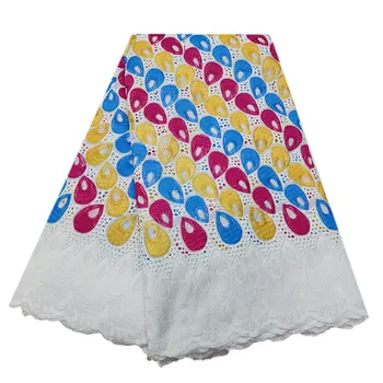 

Hot sale swiss lace fabric african lace fabric embroidered cotton swiss voile lace 5yards nigerian lace fabric for dress HL-A59