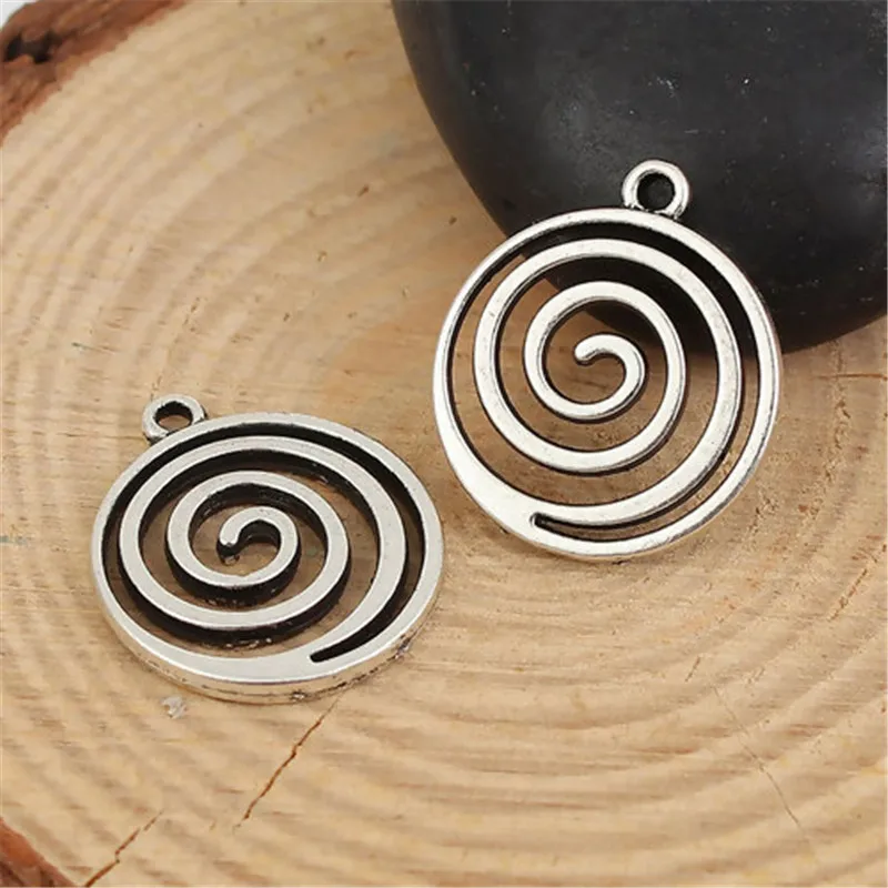 

DoreenBeads Fashion Zinc Based Alloy Pendant Charms Spiral Antique Silver Wave Jewelry DIY Findings 19mm x 17mm( 5/8"), 4 PCs