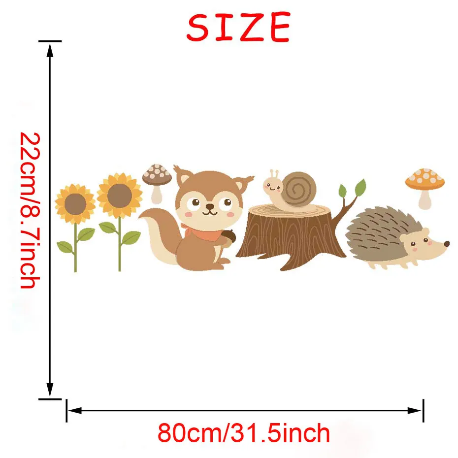 Милая белка ежик и наклейки с цветами лесные животные на настенное украшение для Детская комната Спальня дверь виниловая наклейка домашняя роспись