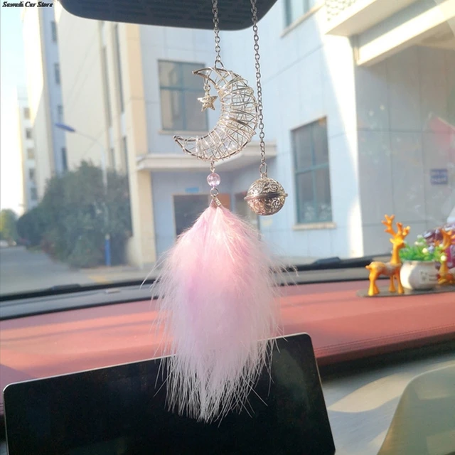 Car Dream Catcher Feather Pendants White Pink Fluffy Feather Soft Hanging Ornament Auto Home Wall Pendant Decoration Gifts New CAR15450DP